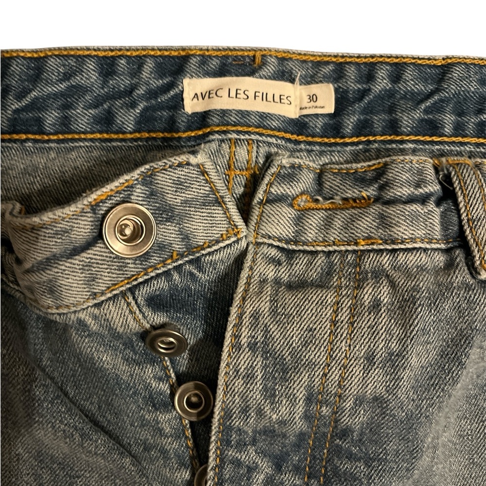Avec Les Filles Women’s Blue Straight Leg Jeans - Picture 3 of 6